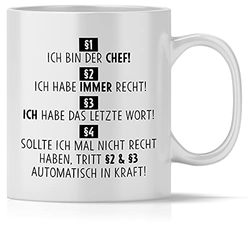mindmonkeys® Chef Regeln | lustige Tasse mit Spruch | Sprüche Tasse Arbeit | Kaffeetasse Bürotasse | Chef Geschenke zum Geburtstag Jubiläum Abschied | Keramik 300 ml von mindmonkeys