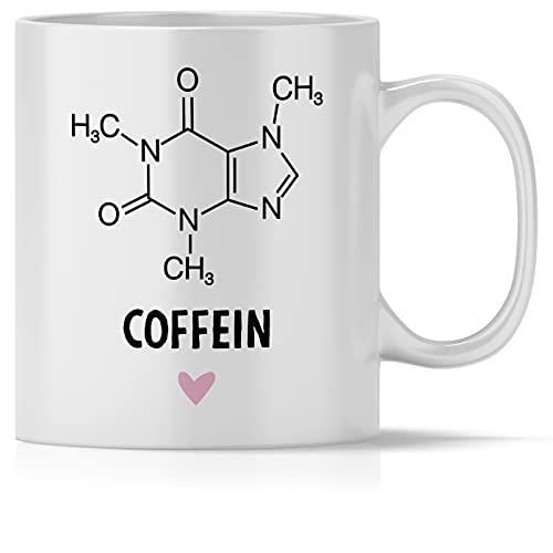 mindmonkeys® Tasse mit Spruch Chemische Formel Coffein Kaffeetasse Bürotasse Geschenke Geschenkideen Barista Kaffeejunkies Morgenmuffel Geschnekidee zum Geburtstag Jubiläum Keramik 300 ml von mindmonkeys