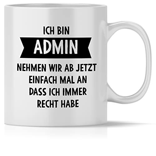 mindmonkeys® Tasse mit Spruch Ich bin Admin für Nerds Programmierer Informatiker Mathematiker als Dankeschön Jubiläum Keramik 300 ml von mindmonkeys