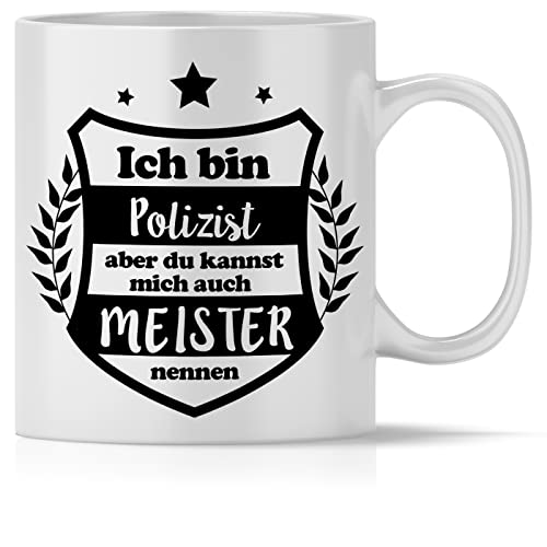 mindmonkeys® Geschenk für Polozistem Tasse mit Spruch Ich bin Meister Polizist Polizist zum Geschenk Geschnekidee zum Geburtstag Danksagung Keramik 300 ml von mindmonkeys