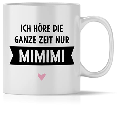 mindmonkeys® Tasse mit Spruch Ich höre nur M I M I M I mit Spruch Witzig Geschenk Geschnekidee zum Geburtstag Keramik 300 ml von mindmonkeys