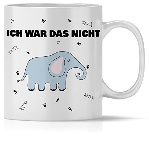 mindmonkeys® Tasse mit Spruch Ich war das nicht Elefant für immer pöbelnde Kollegen Freunde Chefs lustige Statements zum Geschenk Geschnekidee zum Geburtstag Vatertag Keramik 300 ml von mindmonkeys