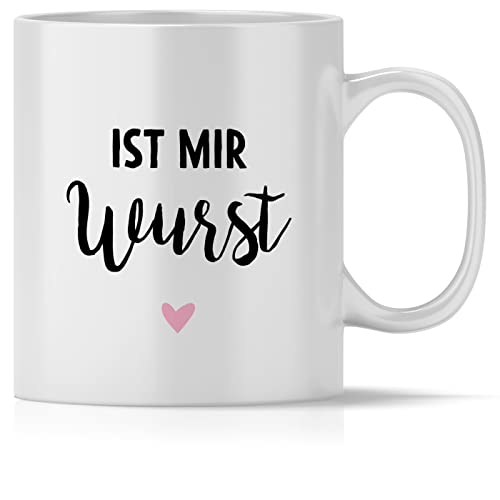 mindmonkeys® Tasse mit Spruch Ist mir Wurst mit Spruch Witzig Geschenk Geschnekidee zum Geburtstag Keramik 300 ml von mindmonkeys