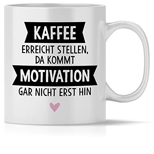 mindmonkeys® Tasse mit Spruch Kaffee erreicht Stellen Kaffeetasse Bürotasse Geschenkideen Barista Kaffeejunkies Morgenmuffel Geschnekidee zum Geburtstag Jubiläum Keramik 300 ml von mindmonkeys