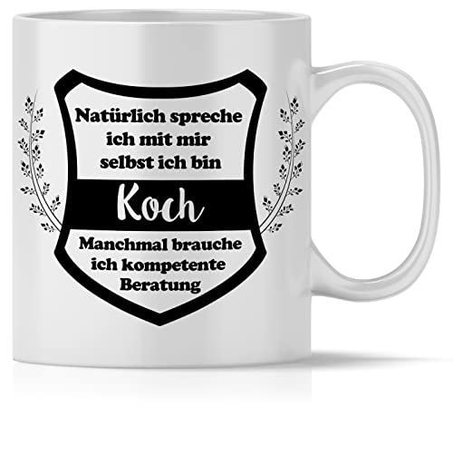 mindmonkeys® Tasse mit Spruch Kompetente Beratung Koch Koch als Dankeschön Geschenk Geschnekidee zum Geburtstag Keramik 300 ml von mindmonkeys