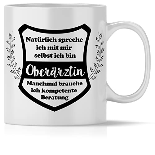 mindmonkeys® Tasse mit Spruch Kompetente Beratung Oberaerztin Oberarzt als Dankeschön Weihnachten Keramik 300 ml von mindmonkeys