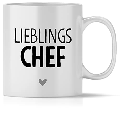 mindmonkeys® Tasse mit Spruch Lieblingschef Kaffeetasse Bürotasse Geschenke Geschenkideen für den Chef Boss fürs Büro Arbeitsplatz zum Geschenk Geschnekidee zum Geburtstag Keramik 300 ml von mindmonkeys