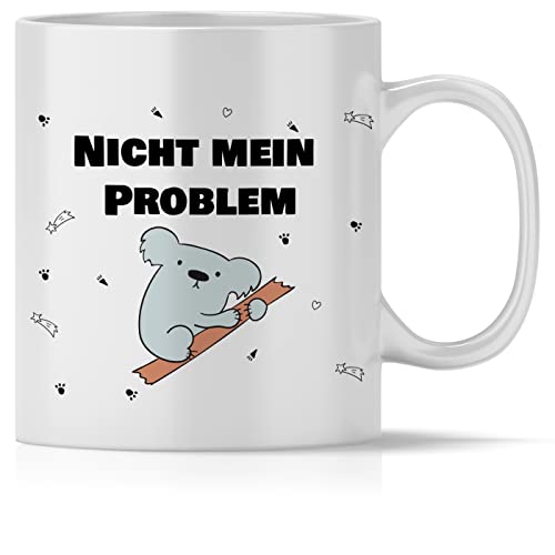mindmonkeys® Tasse mit Spruch Nicht mein Problem Koala für immer pöbelnde Kollegen Freunde Chefs lustige Statements zum Geschenk Geschnekidee zum Geburtstag Vatertag Keramik 300 ml von mindmonkeys