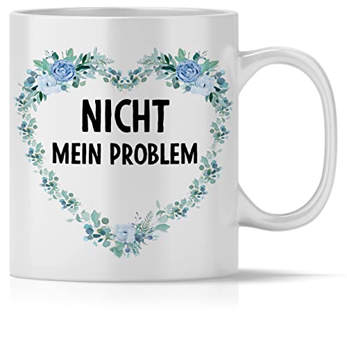 mindmonkeys® Tasse mit Spruch Nicht mein Problem Herz mit Spruch Witzig Geschenk Geschnekidee zum Geburtstag Keramik 300 ml von mindmonkeys