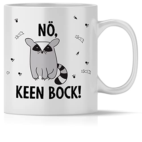 mindmonkeys® Tasse mit Spruch Noe Keen Bock Waschbär für Büro Arbeit Kollegen Freund Freundin zum Geschenk Geschnekidee zum Geburtstag Vatertag Keramik 300 ml von mindmonkeys