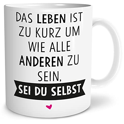 mindmonkeys® Tasse mit Spruch Sei du Selbst zur Motivation zum Geschenk Geschnekidee zum Geburtstag Ostern Keramik 300 ml von mindmonkeys