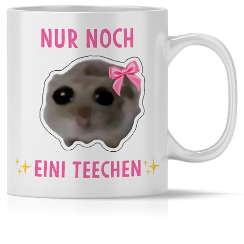 mindmonkeys® Sad Hamster Meme Lustige Tassen Hamsti Lustige Sprüche Tasse | Eini Teechen | Keramik 300 ml von mindmonkeys