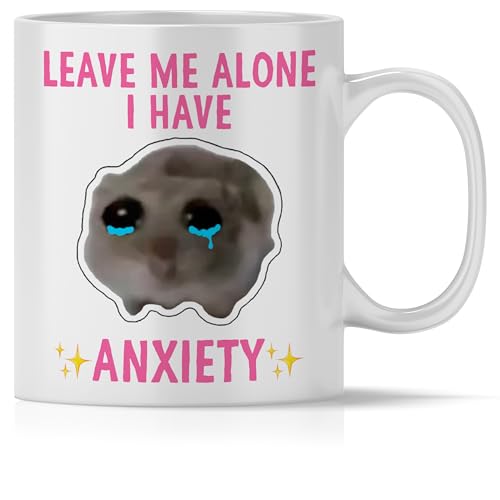 mindmonkeys® Sad Hamster Meme Lustige Tassen Hamsti Lustige Sprüche Tasse | i have anxiety | Keramik 300 ml von mindmonkeys