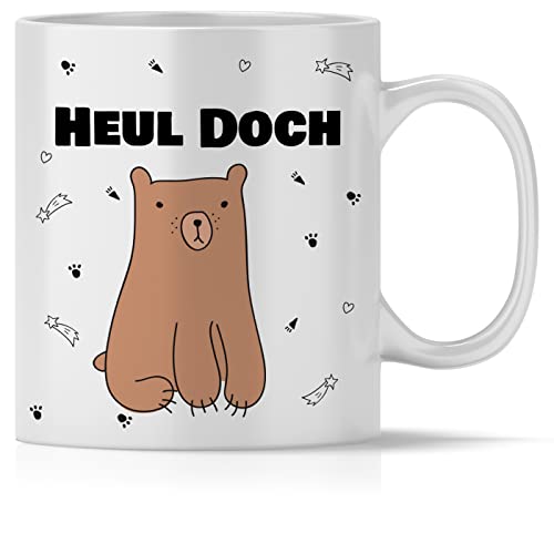 mindmonkeys® Tasse mit Spruch Heul Doch Bär für immer pöbelnde Kollegen Freunde Chefs lustige Statements zum Geschenk Geschnekidee zum Geburtstag Vatertag Keramik 300 ml von mindmonkeys