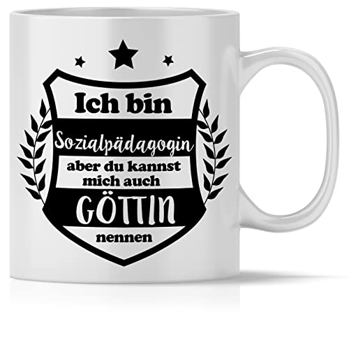 mindmonkeys® Tasse mit Spruch Ich bin Goettin Sozialpädagogin Sozialpädagogin zum Geschenk Geschnekidee zum Geburtstag Danksagung Keramik 300 ml von mindmonkeys