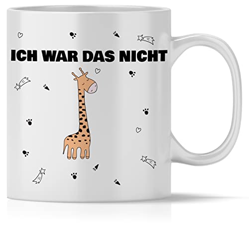 mindmonkeys® Tasse mit Spruch Ich war das nicht Giraffe für immer pöbelnde Kollegen Freunde Chefs lustige Statements zum Geschenk Geschnekidee zum Geburtstag Vatertag Keramik 300 ml von mindmonkeys