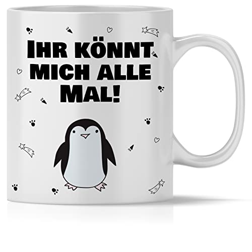 mindmonkeys® Tasse mit Spruch Ihr könnt mich alle mal Pinguin für immer pöbelnde Kollegen Freunde Chefs lustige Statements zum Geschenk Geschnekidee zum Geburtstag Vatertag Keramik 300 ml von mindmonkeys