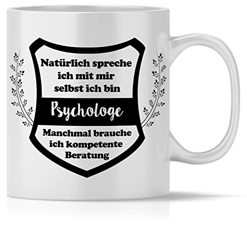 mindmonkeys® Tasse mit Spruch Kompetente Beratung Psychologe Psychologe als Dankeschön Geschenk Geschnekidee zum Geburtstag Keramik 300 ml von mindmonkeys