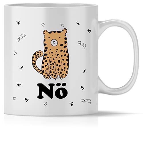 mindmonkeys® Tasse mit Spruch Noe Leopard für Büro Arbeit Kollegen Freund Freundin zum Geschenk Geschnekidee zum Geburtstag Vatertag Keramik 300 ml von mindmonkeys