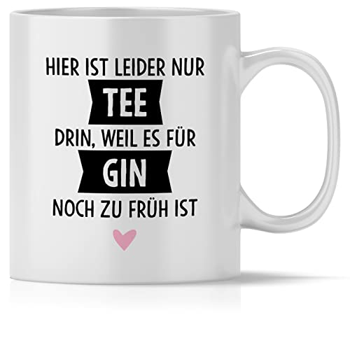 mindmonkeys® Tasse mit Spruch Tee kein Gin mit Spruch Witzig Geschenk Geschnekidee zum Geburtstag Keramik 300 ml von mindmonkeys