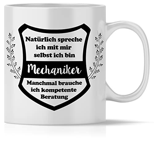 mindmonkeys® Tasse mit Spruch kompetente Beratung Mechaniker Mechaniker als Dankeschön Geschenk Geschnekidee zum Geburtstag Keramik 300 ml von mindmonkeys