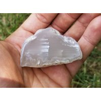 Klarer Waterline Achat Mit Flachem Gesicht Naturpoliertem Stein | Montana von mineralmercantile