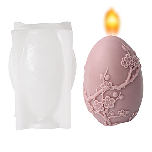 Silikonform Ostern, Kerzenform Silikon, Ostern Ei Kerzenform Mit 3D Florale Figuren Silikonform Ostern,Weihnachten Silikonform Für DIY Seife, Keks, Schokoladenkuchen von mingchengheng