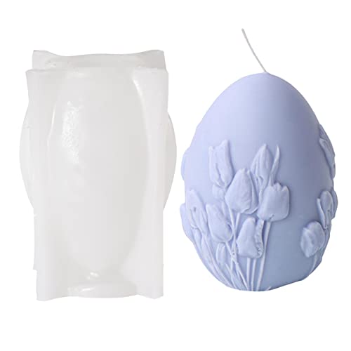 Ostern Silikonform Kerzenform 3D Kerzen Gießform Ostern Ei Kerzenform Mit 3D Florale Figuren Silikonform Ostern, Weihnachten Silikonform Für DIY Seife, Keks, Schokoladenkuchen von mingchengheng