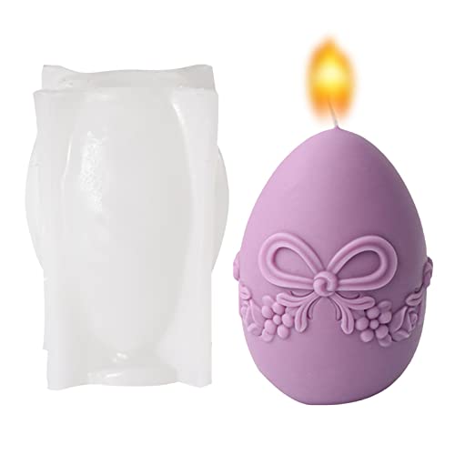 Ostern Silikonform Kerzenform 3D Ostereier Silikonform, Ostern Ei Kerzenform Mit 3D Florale Figuren Silikonform Ostern,Weihnachten Silikonform Für DIY Seife, Keks, Schokoladenkuchen von mingchengheng