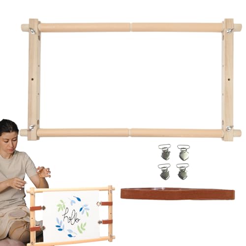 Stickrahmen-Set, Stick-Scroll-Rahmen | Multifunktionaler Gobelinrahmen zum Sticken,Abnehmbarer Holzrahmen mit klaren Anweisungen zum Nadelspitzen, Nähen und Batikmalen von Mingchengheng