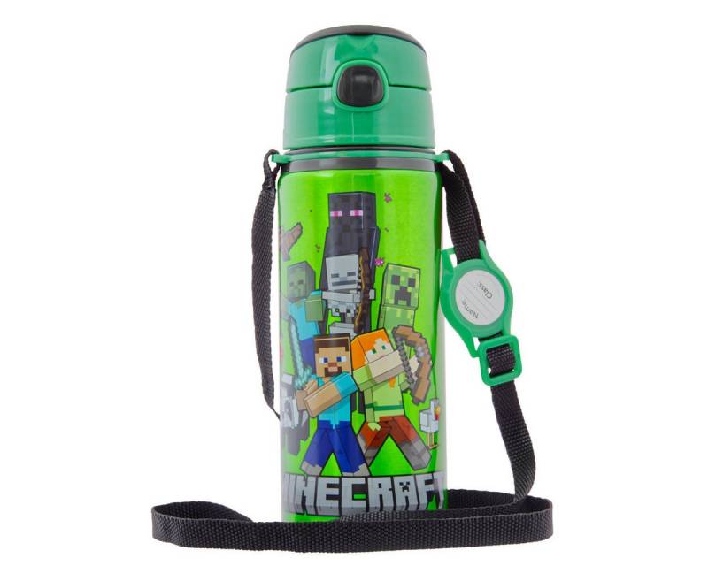 miniHeld Trinkflasche Kinder Trinkflasche Minecraft 600ml Tragegurt Aluminium GameCharakter von miniHeld