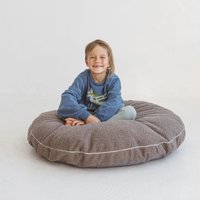 Grauer Großer Pouf Für Kinder, Boucle Stoffkissen, Kinderkissen, Kinderzimmer Dekor, Graues Kissen, Großes Bodenkissen von minicampLT