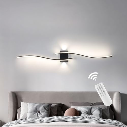 120Cm Led Wandleuchte Innen,Schwarz Bettlampe Dimmbar Moderne Wandleuchte Acryl Wandbeleuchtung Mit Hilfslichtquelle,Wandleuchten FüR Flur Treppenhaus Wohnzimmer Kommode Badezimmer 3000K-6000K von minifair