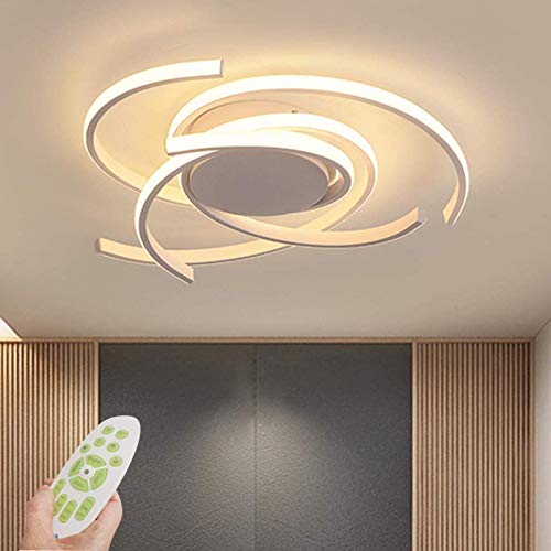 minifair Moderne LED-dimmbare Deckenleuchte mit Fernbedienung Kücheninsel Lampe Esstisch Kreative Spirale Blumenform Design Metall Acryl Decke Kronleuchter Beleuchtung, Weiß von minifair
