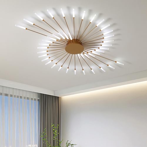 minifair Moderne LED-Deckenleuchte,42 Köpfe,dimmbar,halbbündige Deckenbeleuchtung,goldene Kronleuchter,Deckenleuchten für Schlafzimmer, Wohnzimmer,Küche,Esszimmer,Büro,3000 K–6000K mit Fernbedienung von minifair