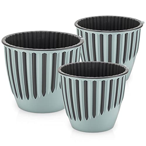 minify Blumentopf-Set mit 3 Größen ⌀149/165/188mm Design-Pflanztöpfe für Innen- und Außenbereich (Hellblau) von minify