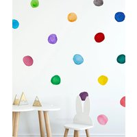Regenbogen Aquarell Punkte, Polka Dots Stoffaufkleber, Kinderzimmer Dekor, Peel & Stick Wandsticker, Unregelmäßige Handbemalte Punkte von minimomii