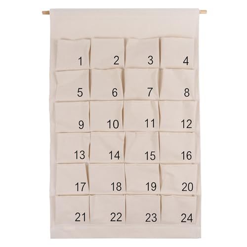 minimutz Adventskalender Kinder Stoff, Weihnachtskalender Wand groß mit sortierten Zahlen, 24 Türchen zum selber befüllen (Sortierte Zahlen Ohne Personalisierung) von minimutz