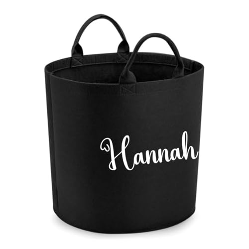 minimutz Aufbewahrungskorb Filz Kinderzimmer - Persopnalisiert mit Name - Filzkorb Kinder Spielzeugbox Wäschekorb - (schwarz) S (30x30 cm) von minimutz