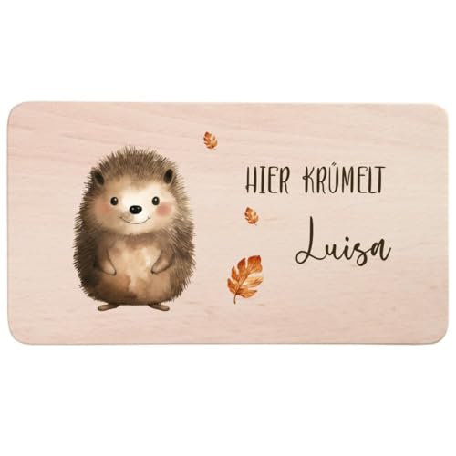 minimutz Brotzeitbrett Kinder mit buntem Aufdruck, Personalisiert mit Name, Frühstücksbrettchen Holz Bunte Tiere, Holzbrett Buche 22 x 12 x 1 cm Waldtier Igel minimutz Brotzeitbrett Kinder mit buntem Aufdruck, Personalisiert mit Name, Frühstücksbrettchen Holz Bunte Tiere, Holzbrett Buche 22 x 12 x 1 cm Waldtier Igel von minimutz