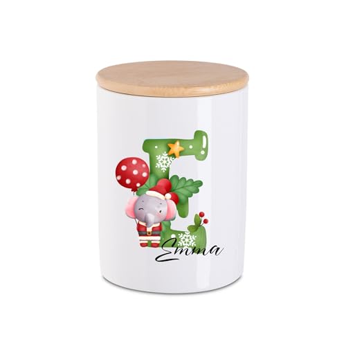 minimutz Plätzchendose Weihnachten Kinder mit Namen | Personalisierte Keksdose Keramik mit Deckel | Vorratsdose Vorratsglas Weihnachten Nikolaus M (14x10x10cm) von minimutz
