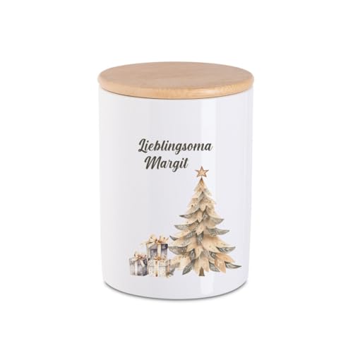 minimutz Plätzchendose Weihnachten Kinder mit Namen | Personalisierte Keksdose Keramik mit Deckel | Vorratsdose Vorratsglas Weihnachten Nikolaus M (14x10x10cm) von minimutz