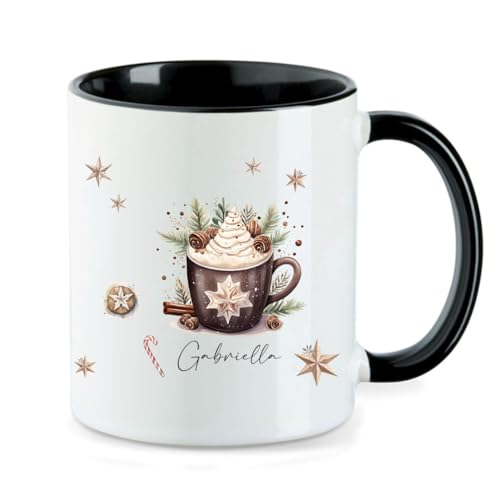 minimutz Tasse Weihnachten mit Name - Personalisierter Trinkbecher Kaffeetasse Keramik Merry Christmas - Teetasse Heiße Schokolade für Kinder Erwachsene (rosa) von minimutz