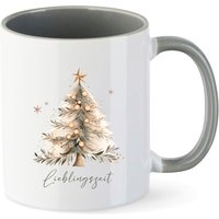 Weihnachtstasse Mit Boho Weihnachtsbaum | Lieblingszeit-Tasse Geschmücktem Christbaum Und Edlem Schriftzug Für Heiße Getränke von minimutzShop