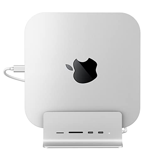 USB C Hub für Mac Mini, Minisopuru unterstützt M.2 NVMe/SATA SSD, 5 IN 1 Ständer & Dock Zubehör mit 2 USB C 10 Gbps Daten, TF & SD, M.2 SSD (Nicht enthalten) von minisopuru