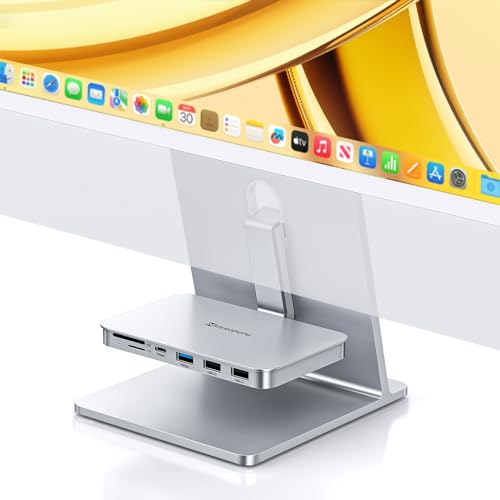 Minisopuru iMac Zubehör – USB C Hub für iMac 24 Zoll 2021/2023/2024, iMac USB Hub für iMac M1/M3/M4, iMac USB Adapter mit 10Gbps für iMac 24 Zoll und Studio Display 27 Zoll, Silber (ohne SSD Hafen) von minisopuru