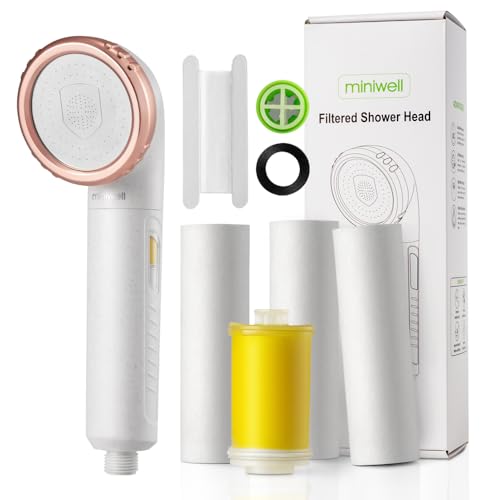 Miniwell Vitamin C Filter-Duschkopf Mit Ersatzfiltern L751 - Gefilterter Duschkopf - Duschwasserfilter Mit SPA-Effekt - Hartwasserenthärter Für Trockene Haut & Haarausfall - Universal-System von miniwell
