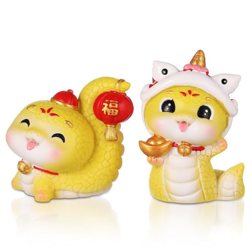 minkissy 1 Satz Maskottchen Schlangendekore Schlangenschmuck Tierdekorationen Für Den Tisch Reptil Figuren Neujahr Der Schlangendekoration Chinesische Frühlingsfestdekorationen Harz 2 Stück von minkissy