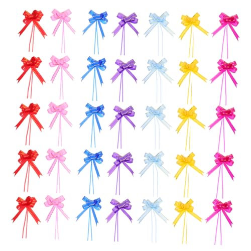 minkissy 100 Stück DIY Pull Bows mit Farbenfrohe Schleifen für Geschenkverpackung Hochzeits und Partydekoration Leichte Vielseitige Bastelschleifen Bunte Mischung von minkissy