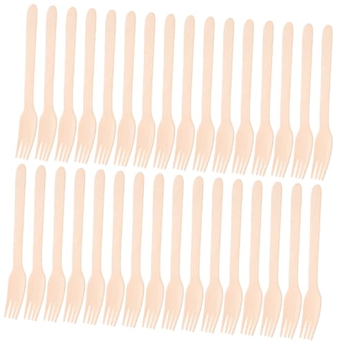 minkissy 100 Stück -holzgabeln Natürliches Leicht und Elegant für Picknick Camping Party Hochzeit Stilvolles Obst Vorspeisenbesteck von minkissy